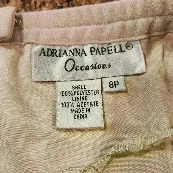 Adrianna Papell Occasions 2 Pc Set Beaded Flower Bskt skirt Beige Sz 8P $160 - Picture 13 of 16